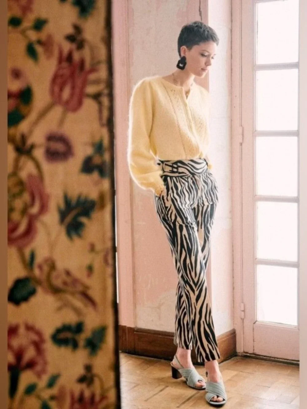 Sezane Francky Trousers in Zebra size 42 NWT